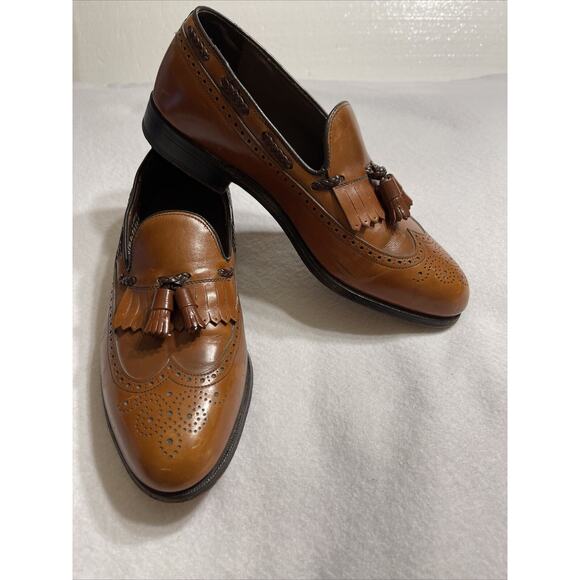 Foot-joy Classics Brown Dress Loafers Tassel Moccasin Made‎ In USA Men’s 10E - Picture 2 of 12